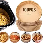 100PCS Air Fryer Liners Round, 6.3 Inch Non-Stick Parchment Baking Paper, Air Fryer Disposable Paper Liner for Microwave and Oven, Oil-Proof, Water-Proof, Free of Bleach