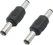 5.5 * 2.1mm / 5.5 x 2.1mm Double Male to Male Jack Plug Power Connector Female to Female Panel Socket Mounting Adapter for(2Pcs Male)