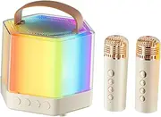TOGEVAL Mini Karaoke Machine Wireless Microphone Speaker Set Portable Boys and Girls with Led Lights for Boys Girls
