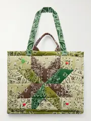 [CALL IT BY YOUR NAME] CALL IT BY YOUR NAME - Cabas Maxi Embroidered Quilted Patchwork Printed Cotton Tote - Army green - One size One size Green