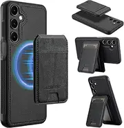 [GoshukunTech] for Samsung Galaxy A15 5G Wallet Case,for Samsung A15 Flip Case with Vertical Flip Card Slots PU Leather Detachable Phone Cover[Support Magsafe or Wireless Charging]-Black