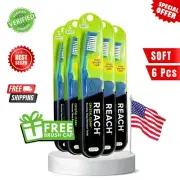 Reach Crystal Clean Toothbrush SOFT Bristles with Free Travel Cap x 6 Pack