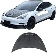 Hood Scoops for Cars， Suitable Compatible for Model 3 Modification Carbon Fiber Tesla Transparent Engine Hood Front Cover(B-Style Hood - True)