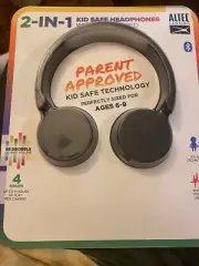 ALTEC LANSING 2-in-1 Bluetooth & Wired Kid-safe Headphones, Black Ages 6-9 NEW