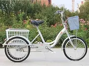 DEFGHIJ 20 inch Wheels Adult Trike Three Wheel Cruiser Bike with Dual Braking System and Increase and Strengthen The Chassis for Shopping Exercise Recreation(Color:Silver)