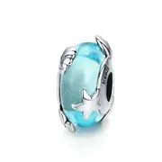 Light Blue Beads for Women Jewelry Silver plating Starfish Charm Fit Charm Bracelet