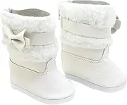 18 Inch Doll Shoes 1 Pair Winter Snow Boots with Faux Fur Lining Bow Accessory for Doll Christmas Outfit