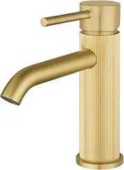 WELS Bathroom Tap, Bathroom Mixer tap Rounded Bathroon Sink Tap Basin Vanity Tap Faucet Solid Brass Brushed Gold