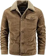 [Hongsui] Men's Corduroy Sherpa Lining Trucker Lapel Jacket