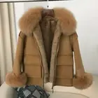 Womens Cashmere Wool Real Fox Fur Collar Zip Detachable Lined Short Coat Jackets