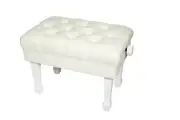 Crown Deluxe Skirted & Tufted Hydraulic Height Adjustable Piano Stool (White)