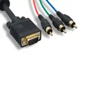 KNTK 15' VGA to 3-RCA Video Cable 28AWG HD15/Component for PC Projector Monitor