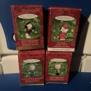 Vintage 4hallmark Ornmts Charlie Brown,Linus,Lucy,The Detective Snoopy Mint Cond