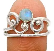 Natural Rainbow Moonstone 925 Solid Sterling Silver Ring Jewelry Sz 6.5 @B15-5