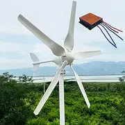 12V 24V 48V 5 Blade Small Wind Turbine 800W-1200W Wind Turbine Generator Kit with MPPT Controller and 5 White Blades, Pure Copper Coil Wind Power Generator for Marine, RV, Home,1200w,24V