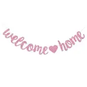Welcome Home Banner,No DIY,Pre-Strung Welcome home Decorations,Glitter Pink