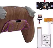 eXtremeRate Back Paddles Programable RISE4 V3 Remap Kit for PS5 Controller BDM-030 040 050, Upgrade Board Wood Grain Redesigned Bottom Shell 4 Back Buttons Set for PS5 Controller - NO Controller