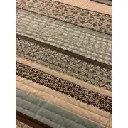 NEW! ~ COZY MODERN BLUE GREY BROWN WHITE LODGE PLAID LOG CABIN LEAF QUILT SET