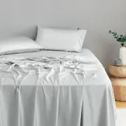 Natural Home 400TC Bamboo Sateen Sheet Set Dove Grey (Single, King Single, Double, Queen, King, Super King)
