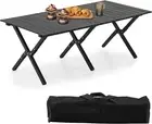 BOOSDEN Folding Camping Table, Outdoor Low Picnic Table, Aluminum Roll-Up Cam...