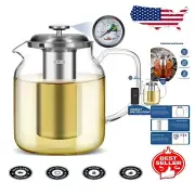 Large Capacity 68oz Glass Teapot with Stainless Steel Infuser & Thermometer