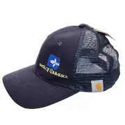 Carhartt Navy Blue Cap Bank of Commerce Logo Snap Back Adjustable Ventilated Hat
