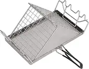 Camp Stove Toaster, Stainless Steel Portable Folding Camping Toaster Rack Holder, Outdoor Camping Toaster Rack 2 Slice Toaster Tray for BBQ Party, Hiking, Camping, Fishing, Picnic