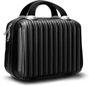 [JZRTravel] Makeup Travel Case 11 inch Hard Shell Cosmetic Organizer Bag Small Portable Make up Train Hand Luggage with Elastic Strap ABS Mini Suitcase for Women Girls, Black-1, one size, Style-1