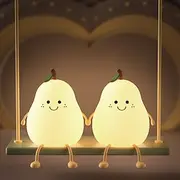 Cute Sleeping Silicone Night Light Gift Bedroom Sleeping Bedside Tap Light LED Pear Shape Night Light 5V USB Rechargeable Dimmable Touch Silicone RGB Desk Lamp