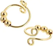 Kisangel 2Pcs Fidget Rings with Beads Anxiety Relief Jewelry for Women for and Mindfulness Present for Birthdays and Special