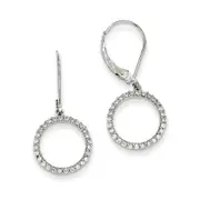 14k White Gold Leverback Circle Earrings