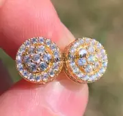 Women's 2 Ct Genuine Moissanite Cluster Stud Earrings Yellow Gold Plated Silver