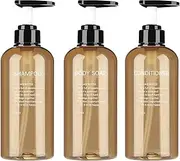 4Pcs 500ml Refillable Pump Bottles Shampoo Liquid Dispensers Recyclable Lotion Container Hand Soap Dispenser (Brown)