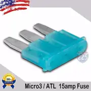 25 Pack 15A Micro3 Blade Fuse 15 AMP ATL 32V Automotive Car Truck Boat Marine RV