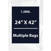 1.5Mil 24" X 42" | LDPE Clear Flat Poly Bags, Flexible & Durable | Multiple Bags