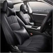 Car Special Seat Covers Compatible for Honda Civic 2016 2018,2020-2024 10th Generation Protect Artificial Leather Seat Cushion Accessories(Black White 2023)