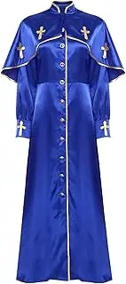 [Sinleey] Clergy Robe for Women Long Sleeve Loose Fit Clergy Maxi Dress Minister Pulpit Choir Robe, Blue, XX-Large
