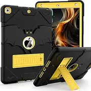 YIMIKOL Kids Case for iPad 9th Generation/iPad 8th Generation/iPad 7th Generation, iPad 10.2 inch Case 2021/2020/2019, Heavy Duty Shockproof Rugged Protective 10.2" Cover for Boys Girls (Black+Gold)