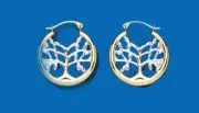 Tree Of Life Creole Earrings 2 Colour Solid 9ct Gold