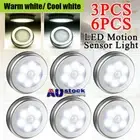 3/6x Wireless Motion Sensor LED Night Light Battery Powered Cabinet Closet Lamp