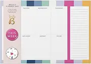 Busy B Weekly Planner Pad - Stripe with 52 week view Tear-off Sheets and Two Magnets and Perforated Lists