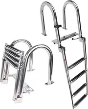 Stainless Steel in-Board Swim Fiberglass Platform 4-Steps Ladder Welded Reinforce Folding Docking Ladder