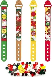 Christmas Dots Bracelets 4PCS, Building Blocks DIY Creative Craft Bracelets Making Kit, Friendship Dots Construction Toys for Kids Birthday Christmas Party Favor