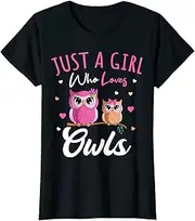 [X.Style] Just A Girl Who Loves Owls Nature Bird Lover Owl ds1117 T-Shirt Black