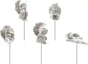 5pcs Decorative Angel Garden Stakes Miniature Resin Jupiter Angel Figurine Sculpture Small Memorial Statue for Potted Plants Fairy Garden Accessories