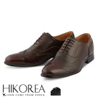 在飛比找momo購物網優惠-【HIKOREA】韓國空運。層次拼接牛津雕花綁帶紳士尖頭皮鞋