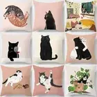 Cat Square Pattern Polyester Fiber Cushion Cover Home Sofa Cushion Cover