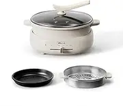 Electric Shabu Shabu Hot Pot, 4L Electric Non-Stick Hot Pot with Multi-Power Control, 3" Depth Electric Cooker Pot with Steamer and Frying Pan for Party, Family and Friend Gathering