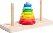 Wooden Tower of Hanoi for Color Perception Development Wooden Toy Comes with 8 Colored Rings. Tends to Develop, 8 Layers of Color