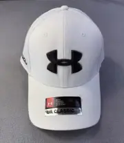 Under Armour Hat Mens MD/LG White Golf Blitzing Cap Classic Fitted NEW